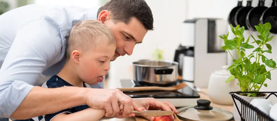 Support worker helping with daily household tasks