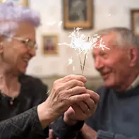 Older couple sharing a happy moment together